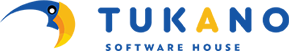 Waxing crescent on the left, with a small black and white circle representing its eye. To the right is the logo of the company that contains the name of the company.