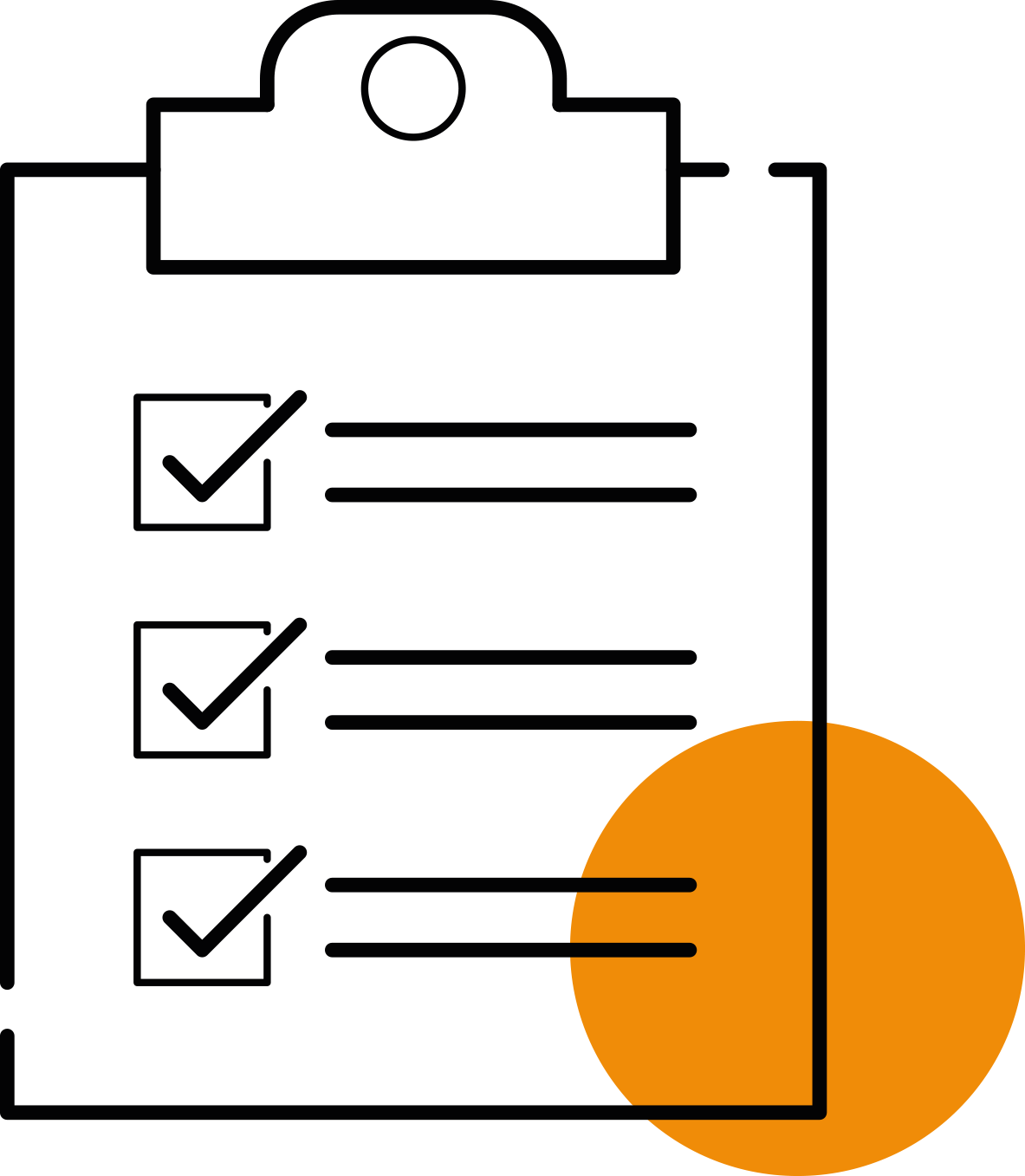 Icon of paper board with three checked position.